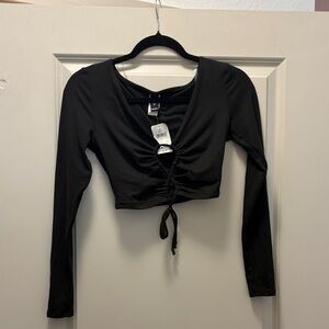 Windsor Black long sleeve crop